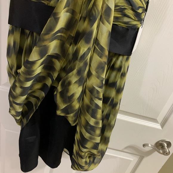 Calvin Klein New With Tags Green Black Dress Black Attached Slip Sz 8 - Picture 6 of 7